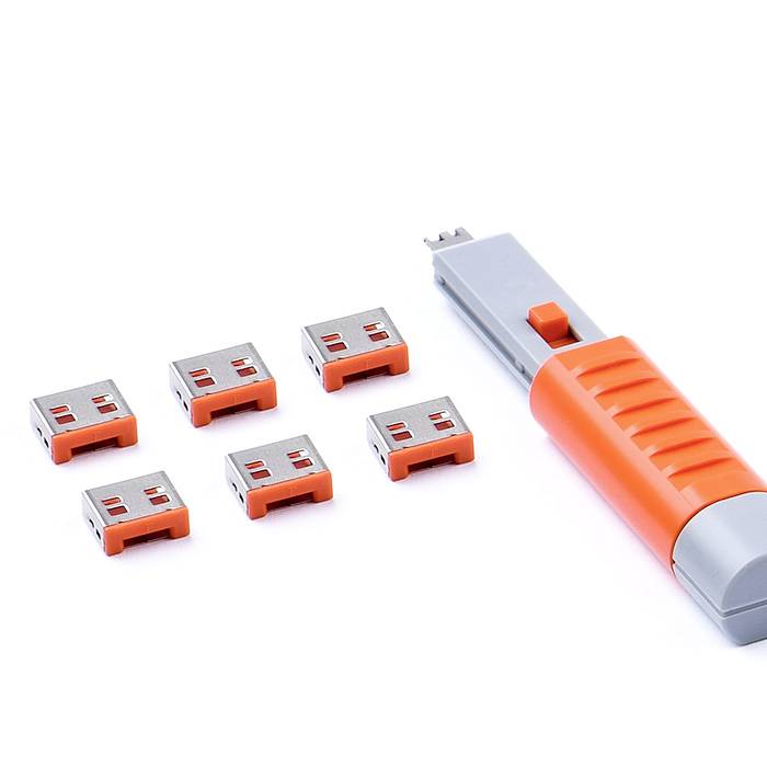 Smartkeeper USB-A Port Schloss UL03PKOR 6er Set Orange inkl. 1 Schlüssel UL03PKOR