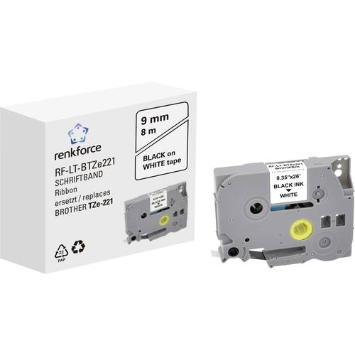 Schriftband Renkforce RF-LT-BTZe221 Kompatibel ersetzt Brother TZe-221 9 mm Bandfarbe: Weiß Schriftfarbe: Schwarz 8 m