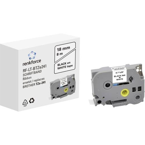 Schriftband Renkforce RF-LT-BTZe241 Kompatibel ersetzt Brother TZe-241 18 mm Bandfarbe: Weiß Schriftfarbe: Schwarz 8 m