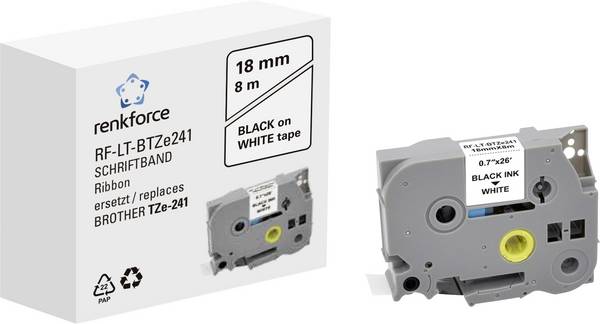 Renkforce RF-LT-BTZe241 Kompatibel ersetzt Brother TZe-241 18 mm Bandfarbe: Weiß Schriftfarbe: Schwarz 8 m