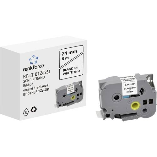 Schriftband Renkforce RF-LT-BTZe251 Kompatibel ersetzt Brother TZe-251 24 mm Bandfarbe: Weiß Schriftfarbe: Schwarz 8 m