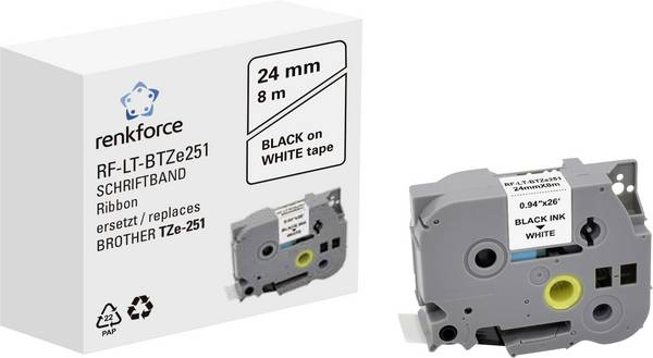 Renkforce RF-LT-BTZe251 Kompatibel ersetzt Brother TZe-251 24 mm Bandfarbe: Weiß Schriftfarbe: Schwarz 8 m