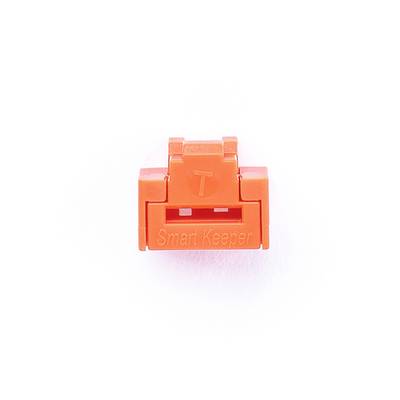 Ein orangefarbener USB-Port-Stecker mit der Aufschrift 'Smart Keeper'. Dient als Sicherheitsvorrichtung für ungenutzte USB-Anschlüsse.