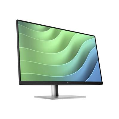 Ein moderner Computerbildschirm zeigt abstrakte grüne und blaue Wellen auf dem Display. Der Monitor hat einen schmalen schwarzen Rahmen.