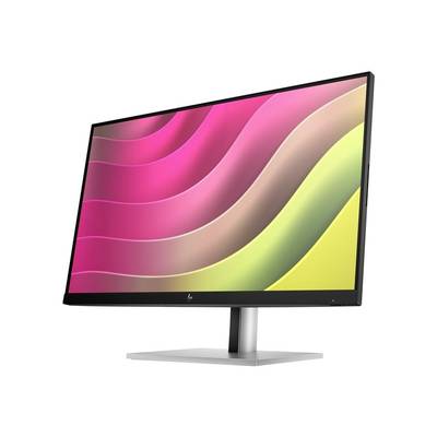Ein moderner Computerbildschirm mit einem bunten wellenförmigen Hintergrund in Rosa, Grün und Gelb.