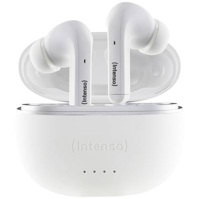 Intenso T302A   In Ear Headset Bluetooth® Stereo Weiß Noise Cancelling Batterieladeanzeige, Headset, Ladecase, Touch-Ste