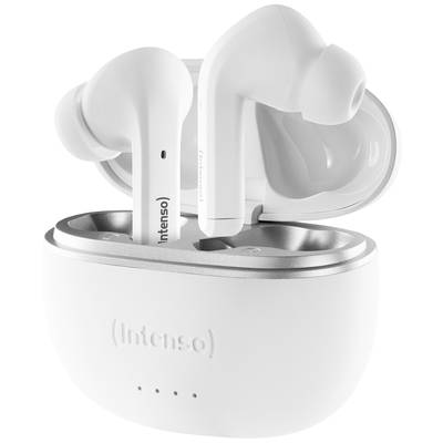 Weiße kabellose In-Ear-Kopfhörer in einer offenen Ladehülle.