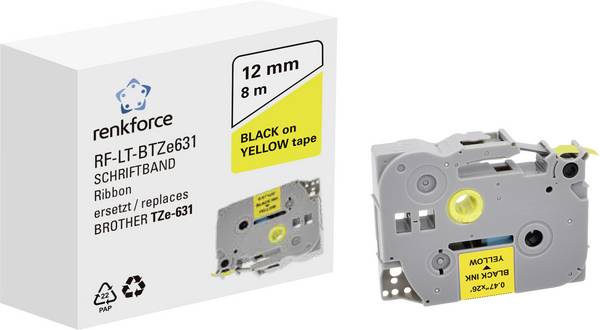 Renkforce RF-LT-BTZe631 Kompatibel ersetzt Brother TZe-631 12 mm Bandfarbe: Gelb Schriftfarbe: Schwarz 8 m