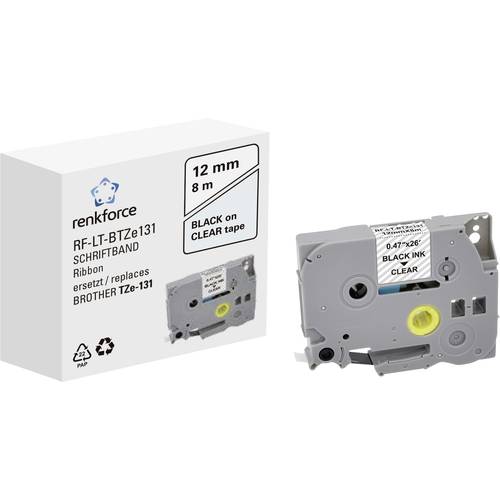 Schriftband Renkforce RF-LT-BTZe131 Kompatibel ersetzt Brother TZe-131 12 mm Bandfarbe: Transparent Schriftfarbe: Schwar...