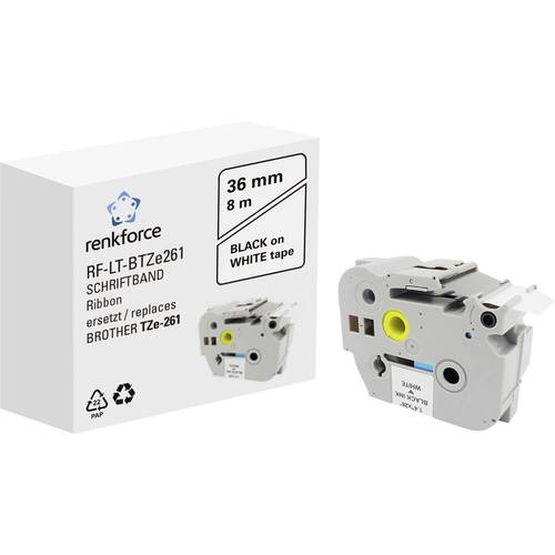 Schriftband Renkforce RF-LT-BTZe261 Kompatibel ersetzt Brother TZe-261 36 mm Bandfarbe: Weiß Schriftfarbe: Schwarz 8 m