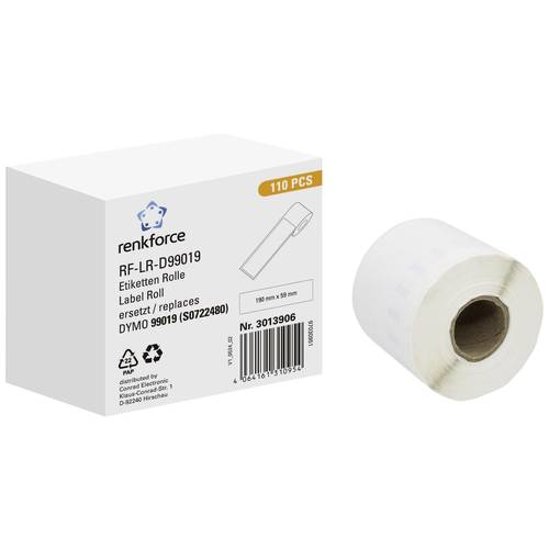 Renkforce Etiketten Rolle Kompatibel ersetzt DYMO DYMO 99019 190 x 54 mm Papier Weiß 110 St. Permanent haftend Universal...