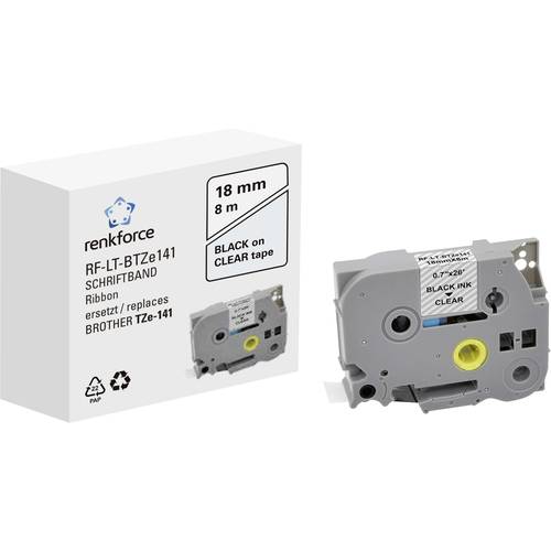 Schriftband Renkforce RF-LT-BTZe141 Kompatibel ersetzt Brother TZe-141 18 mm Bandfarbe: Transparent Schriftfarbe: Schwar...