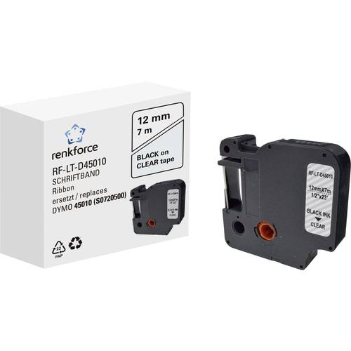 Schriftband Renkforce RF-LT-D45010 Kompatibel ersetzt DYMO D1 - 45010 12 mm Bandfarbe: Transparent Schriftfarbe: Schwarz...