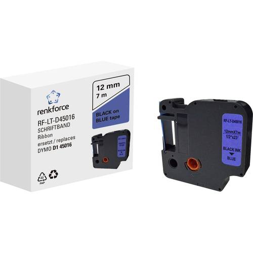 Thumbnail - Schriftband Renkforce RF-LT-D45016 Kompatibel ersetzt DYMO D1 - 45016 12 mm Bandfarbe: Blau Schriftfarbe: Schwarz 7 m