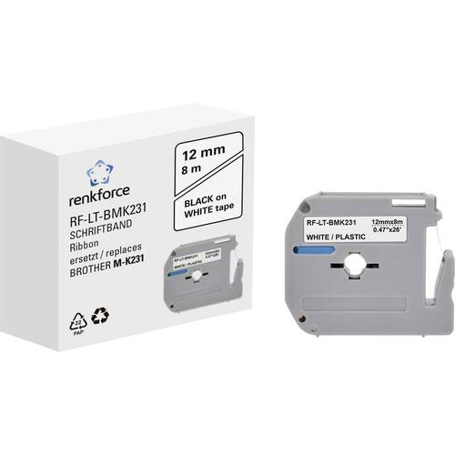 Schriftband Renkforce RF-LT-BMK231 Kompatibel ersetzt Brother M-K231 Kunststoff 12 mm Bandfarbe: Weiß Schriftfarbe: Schw...