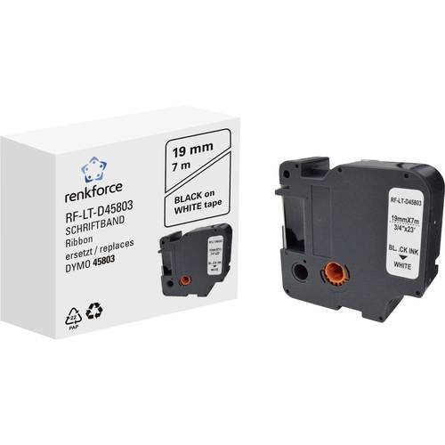 Schriftband Renkforce RF-LT-D45803 Kompatibel ersetzt DYMO D1 - 45803 19 mm Bandfarbe: Weiß Schriftfarbe: Schwarz 7 m