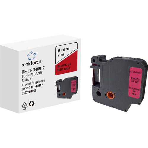 Schriftband Renkforce RF-LT-D40917 Kompatibel ersetzt DYMO D1 - 40917 9 mm Bandfarbe: Rot Schriftfarbe: Schwarz 7 m