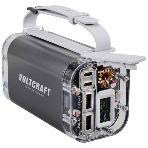 VOLTCRAFT VC-PB-100W-40000-IP67 Powerbank 40000 mAh USB PD LiPo USB-C®, USB-A (Host) Aluminium-Grau LED Taschenlampe, Ou...