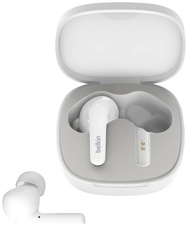 Belkin SoundForm Flow  In Ear Headset Bluetooth®  Weiß Noise Cancelling Headset, Ladecase, Schweißresistent