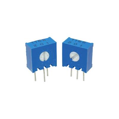 Zwei blaue, rechteckige elektronische Komponenten mit drei Metallstiften unten, nebeneinander stehend.
