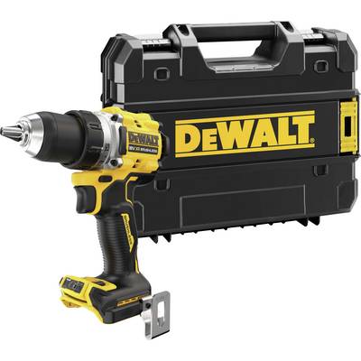 Akkubohrschrauber und schwarzer Werkzeugkoffer der Marke DeWalt.