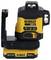 Ein gelbes und schwarzes DeWalt 18V-Lasergerät mit angebrachter Batterie, geeignet für präzise Messarbeiten auf Baustellen.