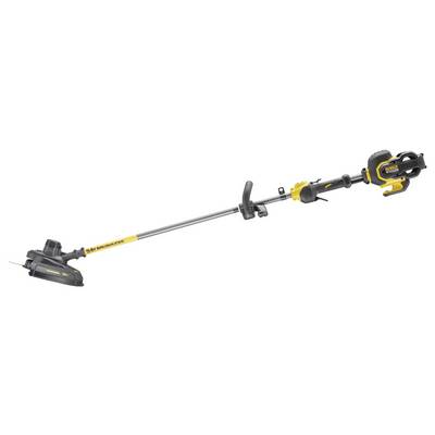Akku-Rasentrimmer mit gelbem und schwarzem Design, ergonomischem Griff und Schneidekopf. Geeignet zur Pflege von Rasenflächen.