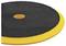 Schleifscheibe mit schwarzer Klettverschluss-Oberfläche und gelbem Rand, verwendet für das Anhaften von Schleifpapier an Maschinen.