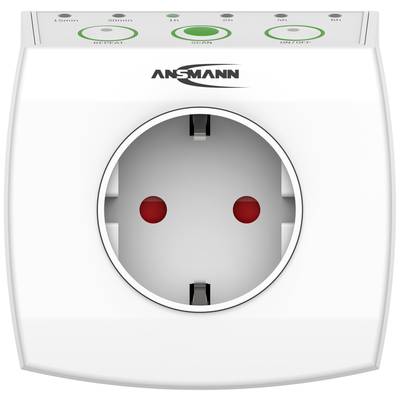 Weiße Zeitschaltuhr mit Steckdose, drei grünen Einstelltasten (1, 3, 6 Stunden) und LED-Anzeigeleuchten. Markenname 'Ansmann' oben.
