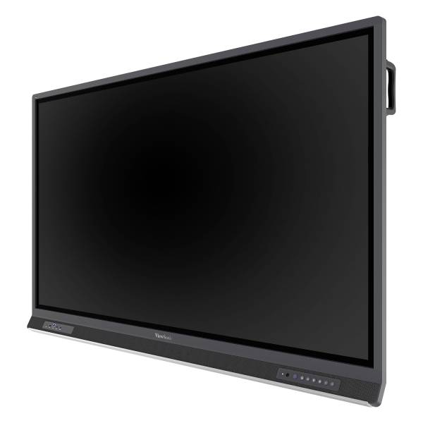 Ein schwarzer, großer Flachbildschirm von ViewSonic. Der Bildschirm zeigt keine Inhalte und ist ausgeschaltet.