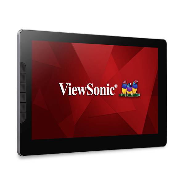Bild eines ViewSonic-Monitors mit rotem Bildschirm.
