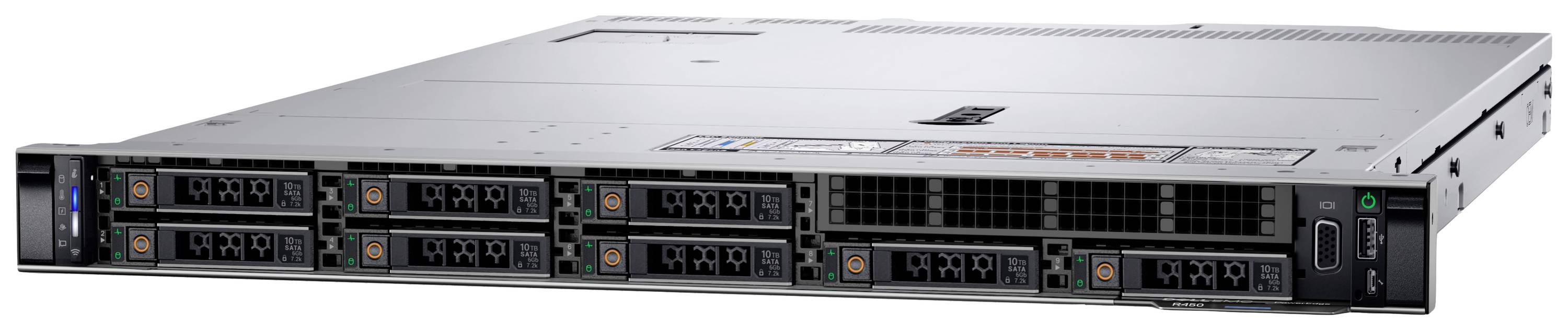 Ein silbernes Server-Rack mit mehreren Einschüben, geeignet für Datenverarbeitung und Speicherung in Rechenzentren.