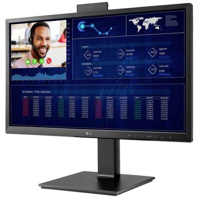 Ein Computerbildschirm zeigt eine Videokonferenz mit einem Mann im Vordergrund. Auf dem Bildschirm sind auch Grafiken zu Finanzdaten erkennbar, inklusive Börsenkurse und Weltkarte mit Datenpunkten.