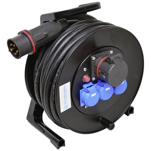 Walther Werke 39100502250310 Kabeltrommel 25 m Schwarz CEE-Stecker 16 A 5polig