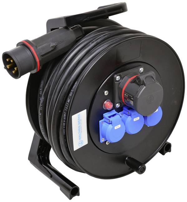 Walther Werke 39100502250310 Kabeltrommel 25 m Schwarz CEE-Stecker 16 A 5polig