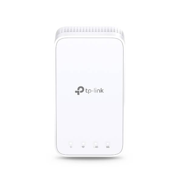 Weißer Router mit tp-link Logo, vier Lichtern für Statusanzeigen.