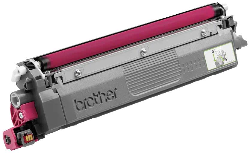 Magenta Tonerkartusche, kompatibel mit Brother-Druckern, mit leicht verständlicher Anleitung auf der Seite.