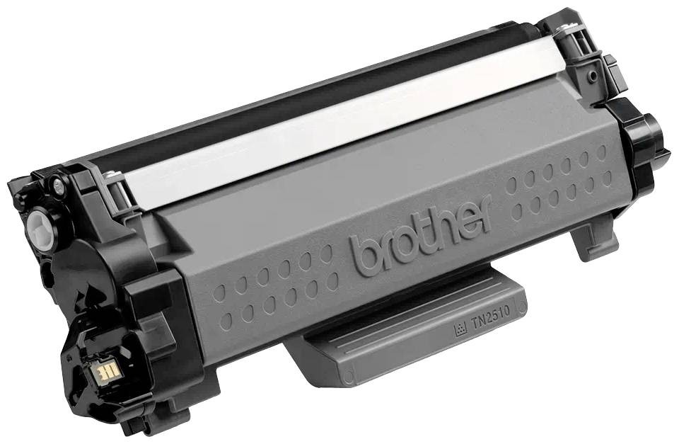 Toner-Kartusche für Drucker von Brother, Modell TN2510, in grau; Hauptbestandteil eines Druckers für den Text- und Bilddruck.