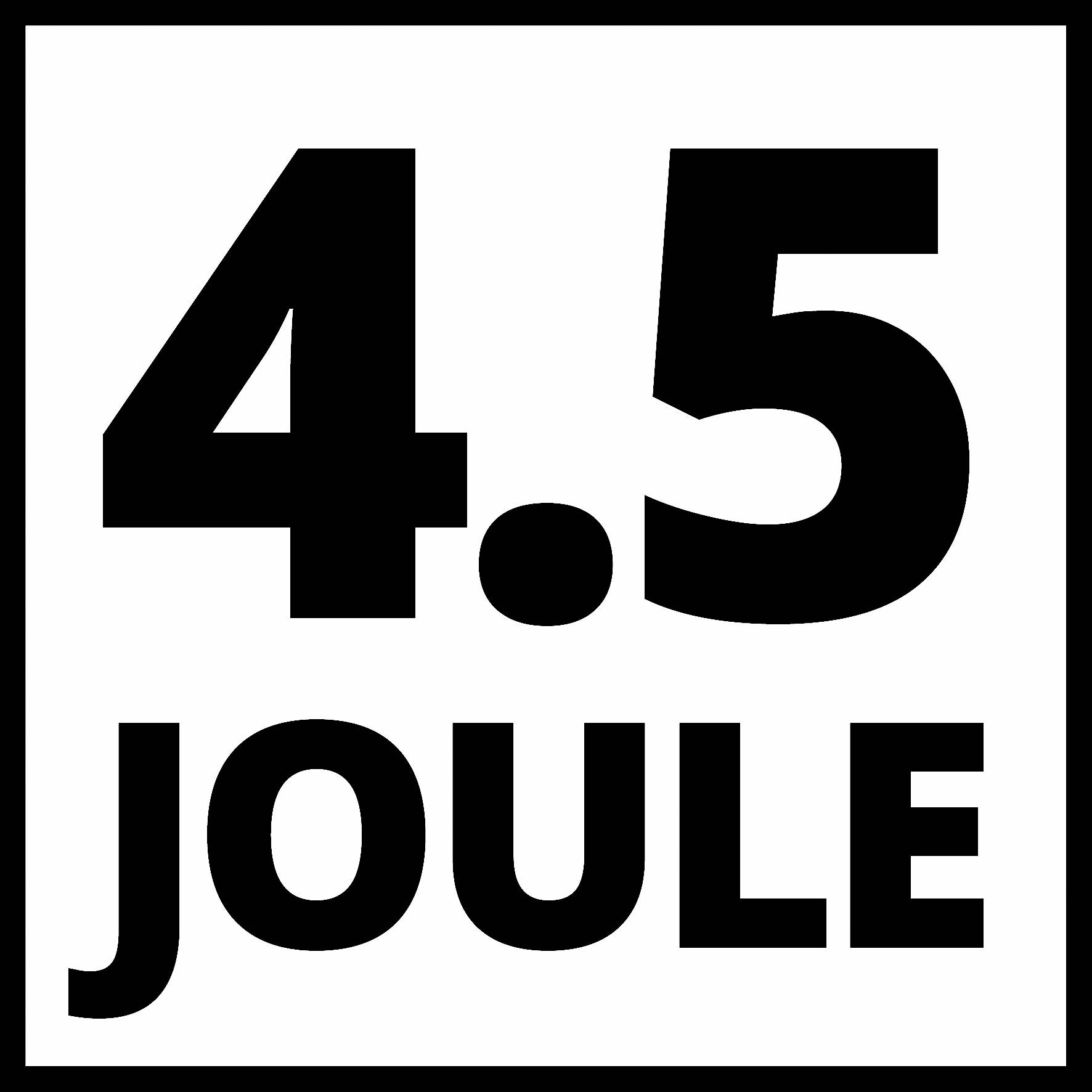'4.5 Joule' in großer, fettgedruckter Schrift auf weißem Hintergrund.
