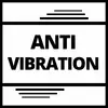 'ANTIVIBRATION' in großen schwarzen Buchstaben, umgeben von stilisierten horizontalen Linien, die Vibration andeuten.