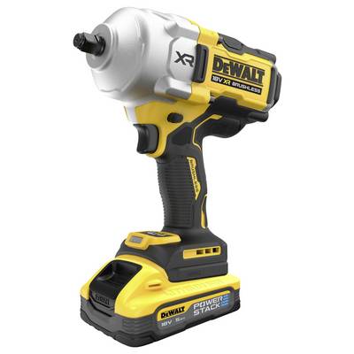 Akkuschlagschrauber mit gelbem und schwarzem Design, zeigt DeWalt-Logo und '18V XR Brushless' Aufschrift auf der Seite.
