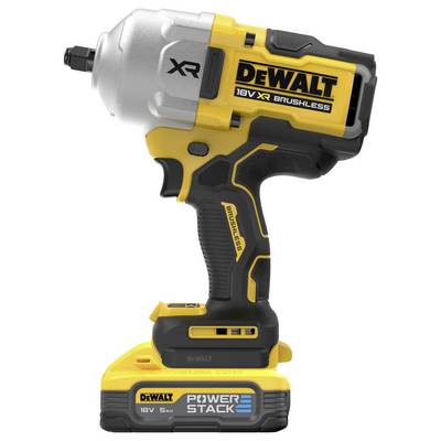 Akkuschlagschrauber in gelb-schwarzem Design mit 'DeWalt' Logo, 18V XR brushless, Powerstack Akku.