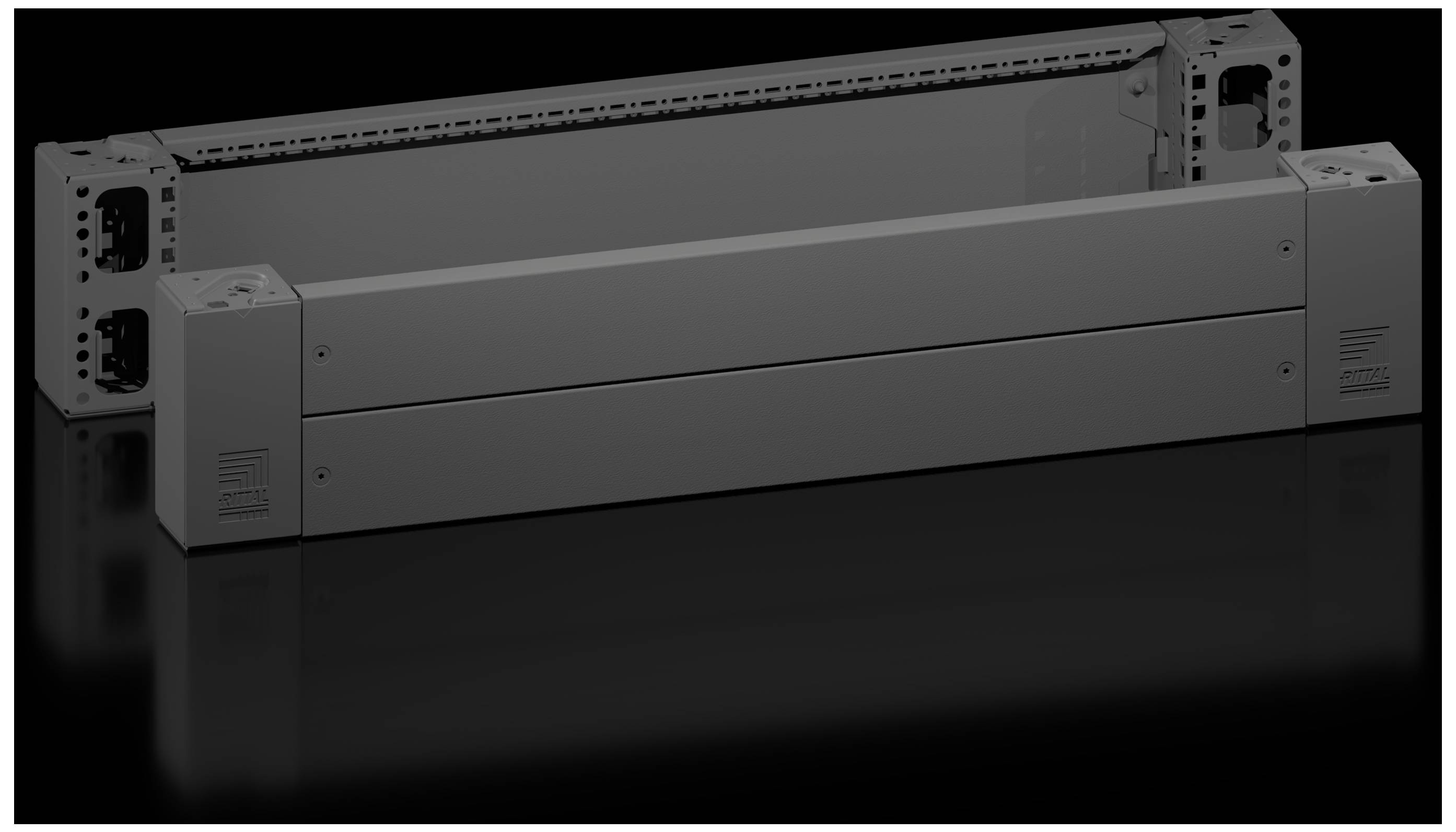 RITTAL VX Sockel-Eckstück mit Sockel-Blende, vorne und hinten, H: 200 mm, für B: 1000 mm, Stahlblech