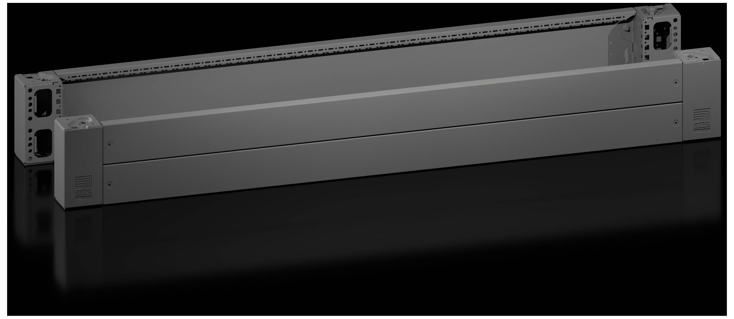 RITTAL VX Sockel-Eckstück mit Sockel-Blende, vorne und hinten, H: 200 mm, für B: 1600 mm, Stahlblech