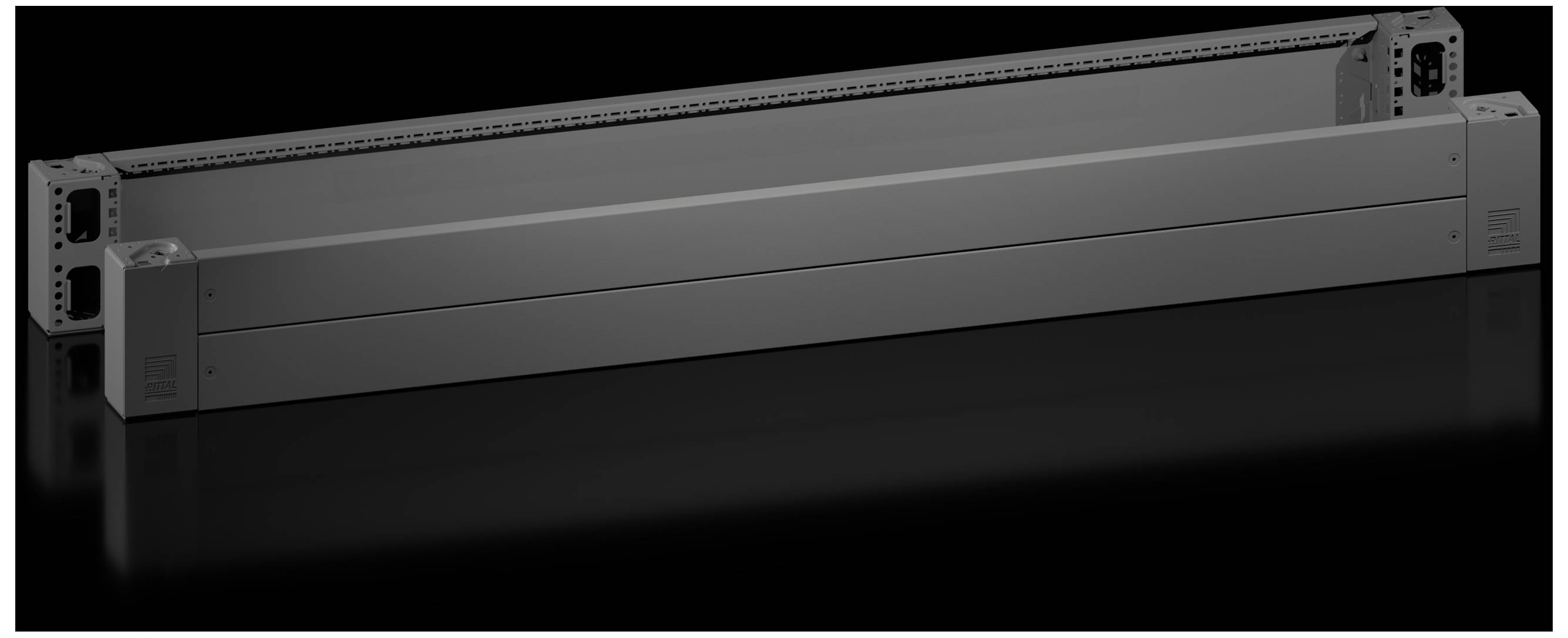 RITTAL VX Sockel-Eckstück mit Sockel-Blende, vorne und hinten, H: 200 mm, für B: 1800 mm, Stahlblech
