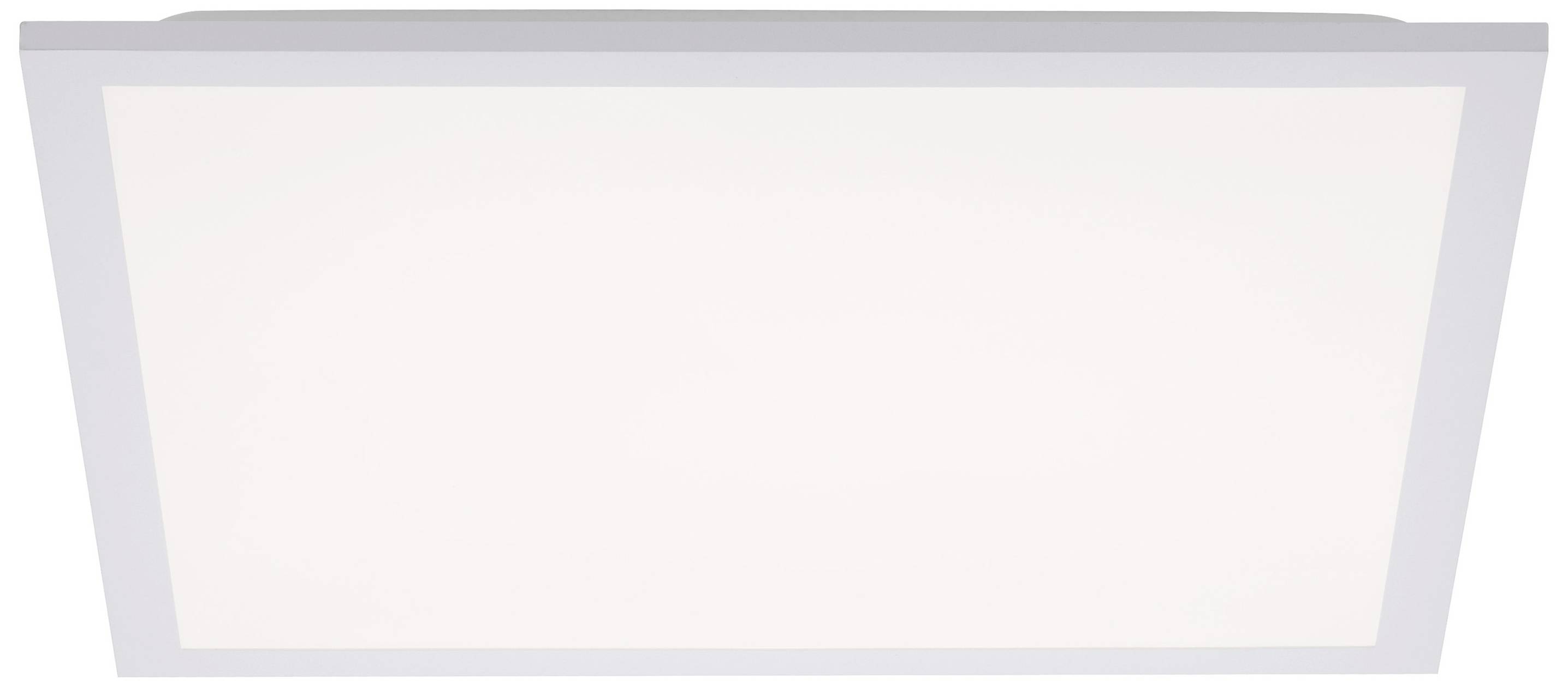 Rechteckige, weiße LED-Deckenleuchte mit schlichtem Design. Geeignet für moderne Innenräume.