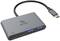 Ein grauer USB-C-Hub von Akasa mit zwei USB-C-Anschlüssen und zwei USB 3.0-Anschlüssen. Ideal für den Anschluss mehrerer Geräte.