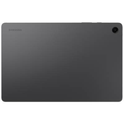 Ein Tablet-Gerät in dunkelgrau, Modell Samsung Galaxy Tab A9, mit einer Kamera in der oberen rechten Ecke der Rückseite.