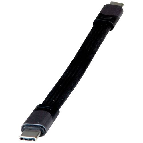 Thumbnail - ROLINE USB4 Gen3x2 Kabel, C-C, ST/ST, 8K UHD-2, 40Gbit/s, 100W, extra-flach, schwarz, 15 cm