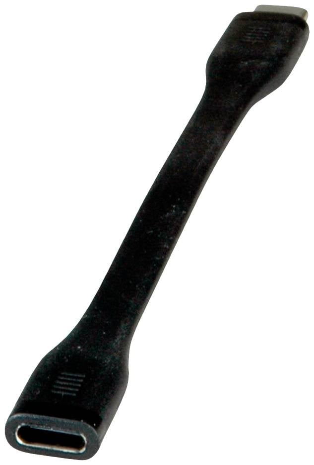 ROLINE USB4 Gen3x2 Verlängerungskabel, C-C, ST/BU, 8K UHD-2, 40Gbit/s, 100W, extra-flach, schwarz, 11,5 cm